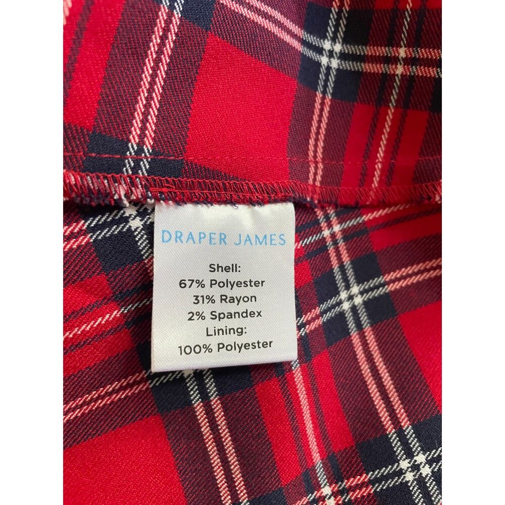 Draper James Women Plaid Fit Flare Dress Size 6 Red Navy Short Sleeve Tie Waist - Picture 8 of 8